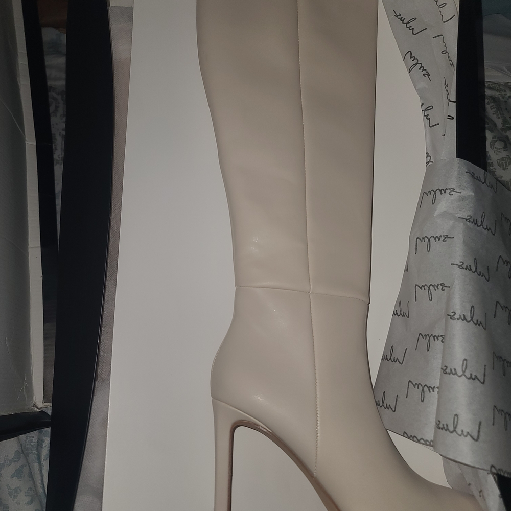 Lulu's Chic Cream Heeled Boots